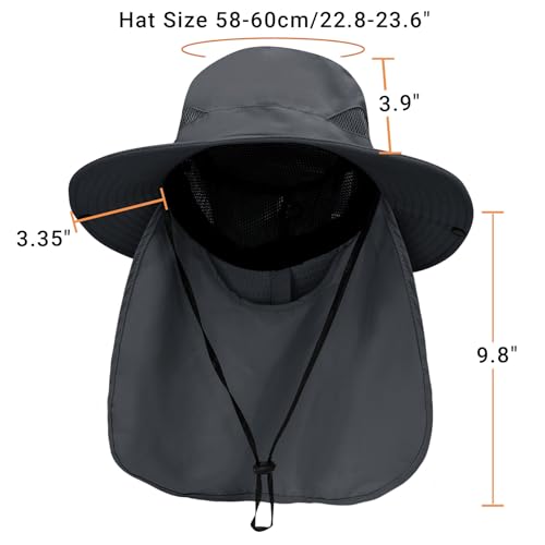 Image of PFFY Sun Bucket Hats for Men Women Fishing Hat Wide Brim Hat with Neck Flap