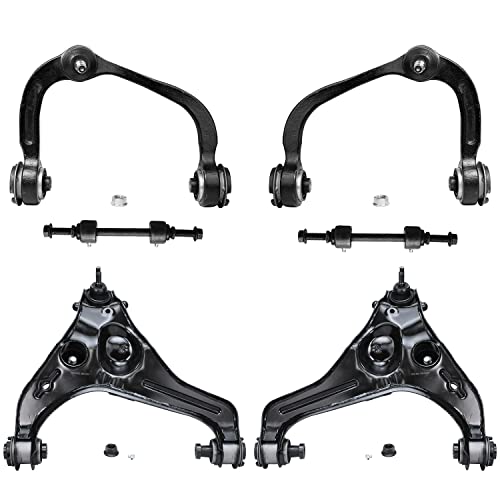Image of Detroit Axle - 4WD Front 6pc Control Arms Kit for 2009-2013 Ford F-150, 4 Lower & Upper Control Arms 2 Sway Bar End Links 2010 2011 2012 Replacement