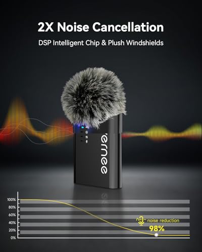 Vernee M1 Wireless Lavalier Microphone For Iphone/Ipad/Android Lapel Mini Microphone With 68H Battery, Noise Cancellation, 164Ft Transmission thumb #3