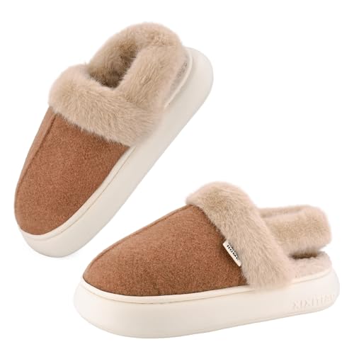 Womens Fuzzy Slippers - House Slippers for Woman, Memory Foam Cozy Indoor/Outdoor Bedroom Shoes