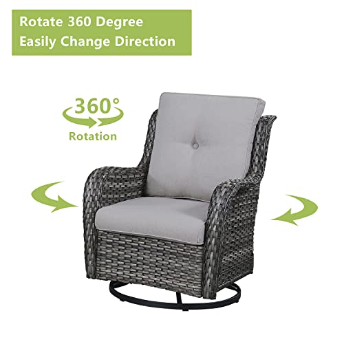 Patio-Chairs-Rocking-Swivel-Chair-2-Piece-Wicker-Rocker-Chairs-Set-with-High-Back-and-Deep-Seating-for-Outdoor-Outside-Deck-Porch-GardenMixed-Grey-WickerGrey-Cushion Patio Chairs Rocking Swivel Chair 2 Piece Wicker Rocker Chairs Set with High Back and Deep Seating for Outdoor Outside Deck Porch GardenMixed Grey WickerGrey Cushion
