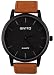 SIYL Men's Classic Quartz Watch|Elegant Minimalist Wrist Timepiece Black Dial|No Numbers/Second Hand|Stainless Steel Cover|30M Waterproof|Soft Brown Leather Band|Gift Box