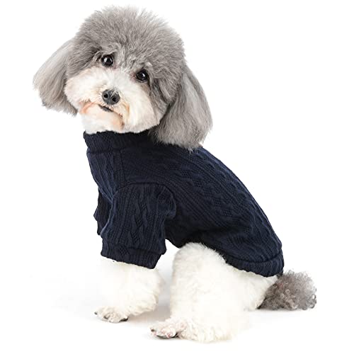 ZUNEA 犬服 犬用 セーター 小型犬 秋冬 ニット セーター 暖かい 防寒 コート ジャケット 綿服 おしゃれ かわいい ドッグウェア 洋服 可愛い 伸縮性あり ペット 猫 犬用 冬 あたたかい シャツ 子犬 チワワ トイプードル用服 お散歩 ブルー