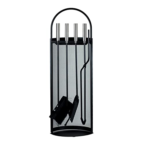 Comtempo Arc 4PC Black Powder Coated Steel Companion Set with Stainless Steel Handles - 67cm / 26.5 Height.