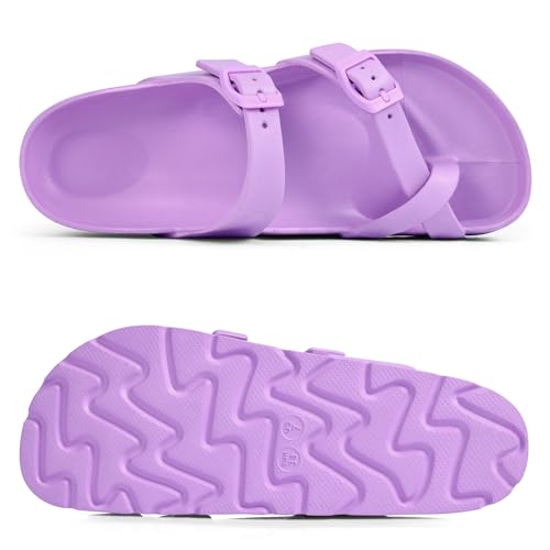Image of Goosecret Women's Platform Sandals with Arch Support Comfortable Foam Slides Summer Beach Sandals with Adjustable Buckle Purple, 36