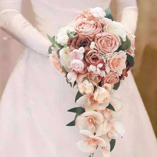 17Inch Bridal Bouquet Wedding Bouquets for Bride Cascading Bridal...