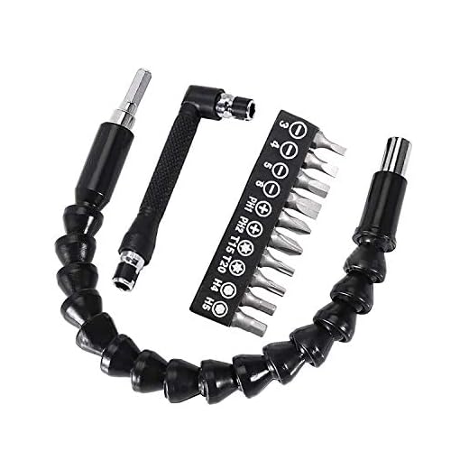 YIOYULEN Flexible Drill Bit Extension 11.6inch, Magnetic Bendable Drill Extension, Manual 90° Right Angle for Magnetic Hex Soft Shaft for Hand Drill Adaptor Size Hexagon 1/4" Black (12PCS)