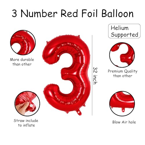 Image of Red Foil Number Balloons 0-9 | 32 Inch Helium Supported Birthday Decoration Balloons for Kids, Anniversary, Party, Baby Shower ? Reusable