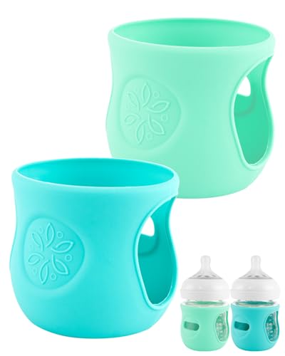 Image of 2 Pack Silicone Sleeves for Avent Glass Bottle, Break-Resistant Baby Bottle Holder (4oz)