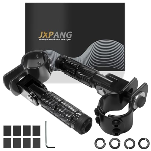 JXPANG M8 Motorcycle Folding Rearsets Foldable Motorbike Footrest Bicycle Footpegs Foot Pegs Pedal Passenger Pedal Universal For Electric Car Motorbike Mini Bike Dirt Pit (Black Type A)