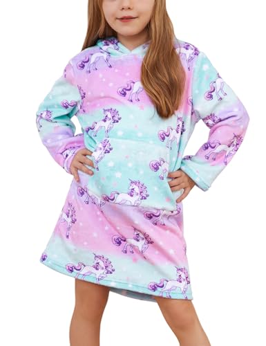 QPANCY Girls Fleece Robe Hooded Bathrobe Pajamas Soft Fuzzy Kids Sleepwear