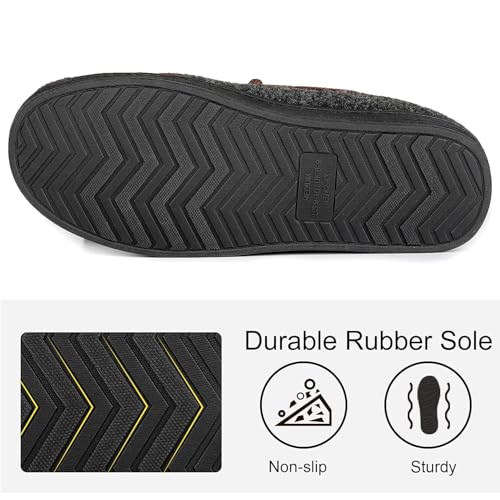 LongBay Men’s Moccasin Slippers Memory Foam Warm House Shoes Indoor Outdoor Rubber Sole 9UK,Black - Image 5