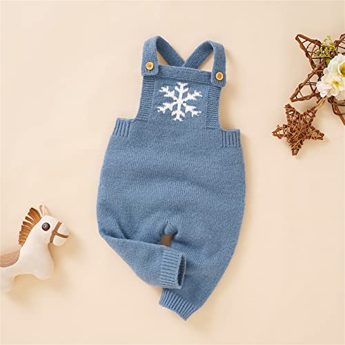 Newborn Baby Girls Boys Knit Romper Overalls Christmas Snowflake Sweater Jumpsuit 1st Birthday Photo Shoot Outfit2