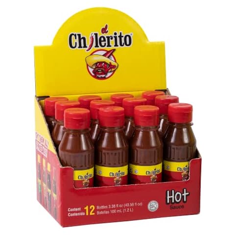 EL CHILERITO DISPLAY 12 Pcs, Hot Sauce 100ml/ 3.3Fl. Oz - Mexican Foods - Ideal For snacks, cocktails and all kinds of food - Mexican Flavor - Chili Botana Sauce - To Share With Friends And Family - Kosher - Natural Ingredients - Chili – Spicy Cover