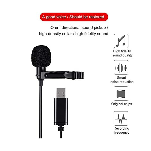 LEYMING USB Lavalier Mikrofon für Computer, Clip on Mikrofon, USB Ansteckmikrofon Omnidirektionales Kondensator USB… – Bild 7