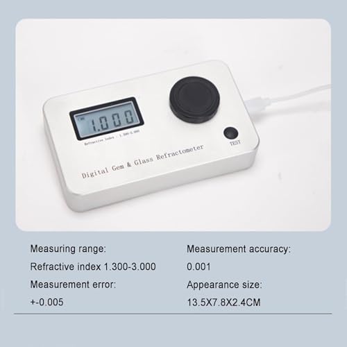 Refraktometr z kamieniami szlachetnymi z ekranem LCD, narzędzie do identyfikacji testera biżuterii, współczynnik załamania światła 1.300-3.000 do biżuterii