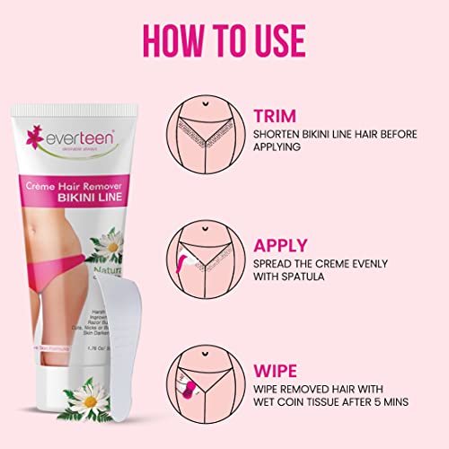 everteen NATURAL Hair Removal Cream with Chamomile for Bikini Line & Underarms in Women and Girls | No Harsh Smell, No Skin Darkening, No Rashes |... - Image 6
