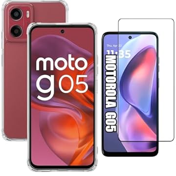 GL CASES Kit Capa Case Compatível Capinha Para Motorola Moto G05 Anti Impacto Reforçada Silicone Transparente Flexível + Pelicula De Vidro Temperado 3D 9H