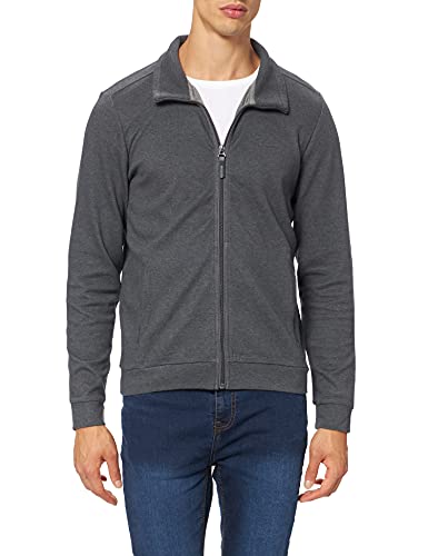 Pierre Cardin Sweat-Shirt Jacket Stand-up Collar Zip Interlock Doubleface with Tencel Veste de Sport, Gris, S Homme