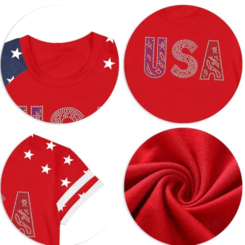 Image of Ithalt Boys Girls USA Shirts Kids 4th of July Shirts American Flag Tshirt Patriotic Top Independence Day Outfit 5-13y