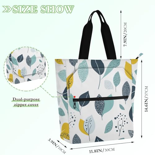 Kids Tote Bags for Kids Boys Girls, Modern Style Fresh Leaves Lightweight Heavy Duty Teacher Tote Bag Library Bag for School Work Travel Rainbow2