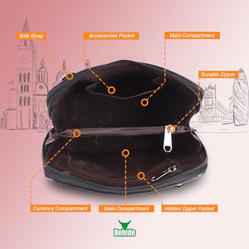 Image of BEHIDE Women's Genuine Leather Sling Bag - Stylish Cross-Body Handbag for Women, Adjustable Shoulder Strap