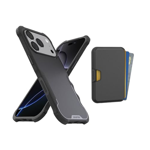 Image of Smartish iPhone 17 Pro MagSafe Case + MagSafe Wallet - Magnetic Protective Case - Heavy Duty Armor Cover For Men + Detachable Extra Strength Magnetic Wallet for Apple iPhone 17 Pro - Black Tie Affair