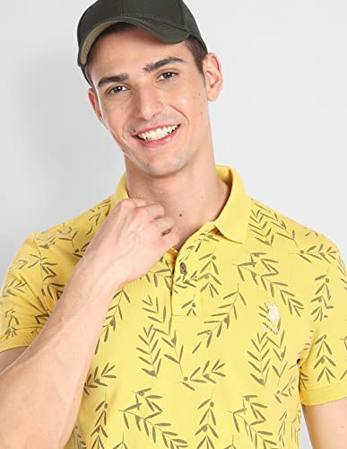Image of U.S. Polo ASSN. Slim Fit Solid Polo T-Shirt for Men, Pique Knit - Half Sleeves Casual Mens Tshirt