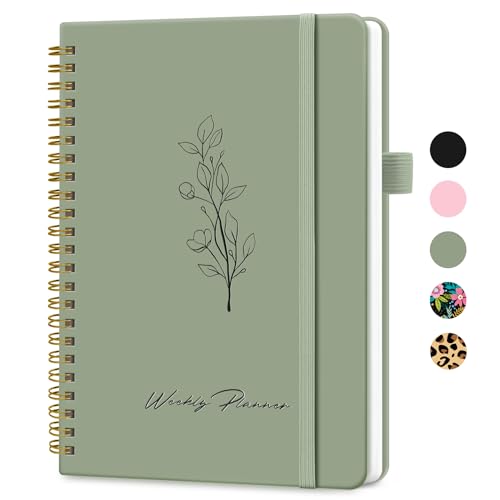 Undated Weekly Planner with Goal & Habit Tracker, A5, Green
