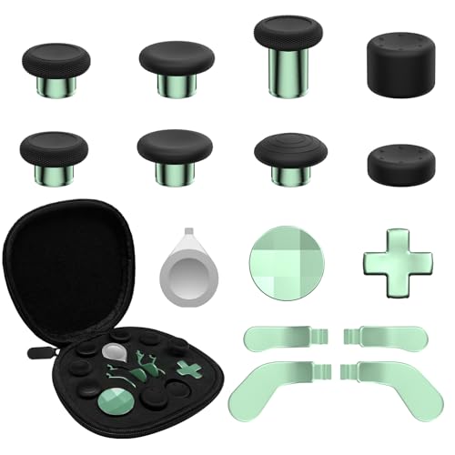 Image of CHARM FOCUS 16-in-1 Metal Thumbsticks Replacement Kits for Xbox Elite Series 2, Xbox Elite 2 Controller Accessories, Includes Magnetic Joysticks, Paddles, Silicone Caps, D-Pads, 1 Tool (Macaron Green)
