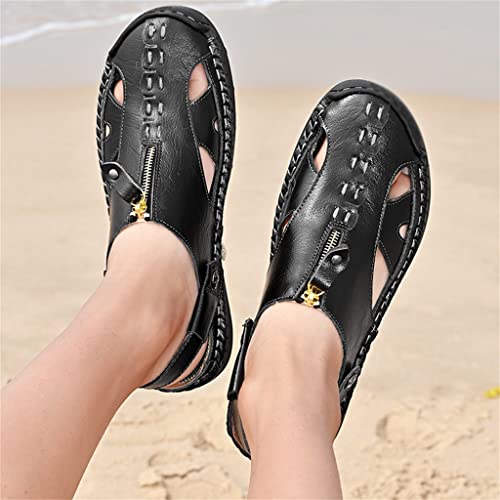 Men's Sandals Breathable Beach Shoes Leisure Flats Men Casual Shoe Slip on Retro Sandals(43)3