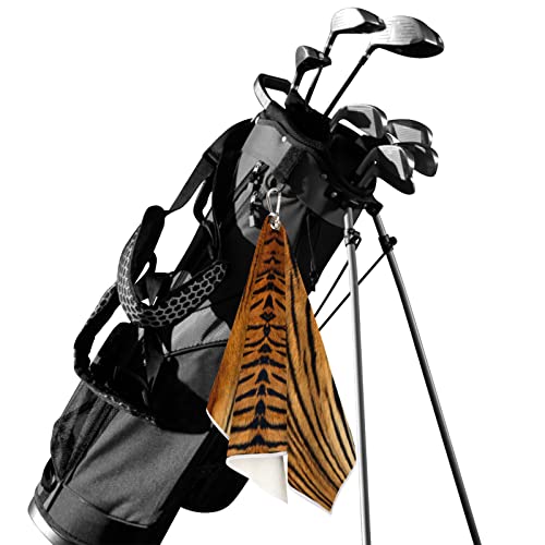 Animal Print Tiger Skin Golf Towel, Tiger Skin Microfiber Golf Towels For Golf Bags With Clip Golfer Funny Golf Gift For Men Women 15X24In #TOP1