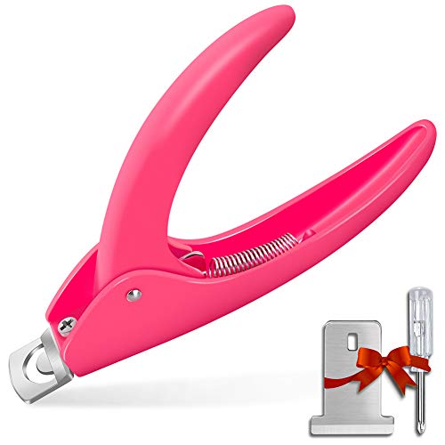 GA&EN Violet Red Premium Adjustable Nail Clippers with Magnets Sizers for Acrylic Nails, Stainless Steel Nail Cutter Trimmer for Artificial Fake False Tips Manicure Sharp Blade Clip Tool for Salon Beauty 15Pcs