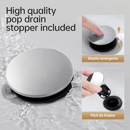 Image of Bathroom Sink Faucet FRANSITON Centerset 8 Inch 2 Handle Bathroom Sink Faucet Lead-Free with Pop-up Drain Stopper and Supply Hoses (Brushed Nickel, 8 Inch)
