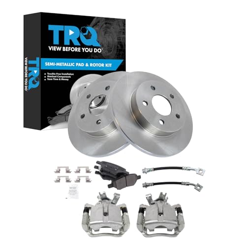 Image of TRQ Rear Brake Pad & Rotor Kit Semi-Metallic Compatible with 2005-2008 Chevrolet Cobalt 2008-2010 HHR 2007-2009 Pontiac G5 2004-2007 Saturn Ion