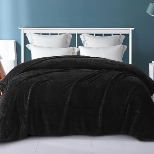 Image of Exclusivo Mezcla Soft Fleece Bed Blanket King Size, 90 inchx104 inch, Black