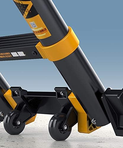 Heavy Duty Telescoping Aluminum Extension Ladder - Foldable with Stabilizer & Wheels Supports 330lbs Perfect for Indoor/Outdoor Home & Industrial Use