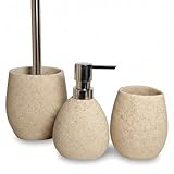 iubihome - Juego Accesorios de Baño Color Arena, Kit de 3 Piezas, Set de Baño Completo, Conjunto Accesorios para Cuartos de Baño Modernos