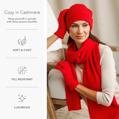 Fishers Finery Women's 100% Pure Cashmere Ribbed Hat Glove Scarf Set | Gift Box3