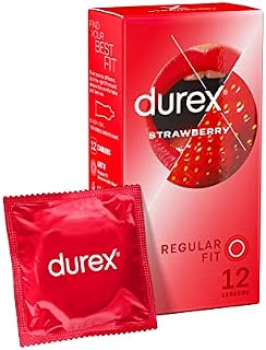 Durex Emoji Strawberry Condoms, Flavoured Condoms for Oral, Pack of 12