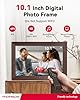 10.1" Digital Picture Frame with Remote Control, 1280 * 800 IPS Full View Ultra Clear Screen, Wooden Frame, Share Videos Photos Send Wishes Auto-Rotate Slideshow Non-WiFi