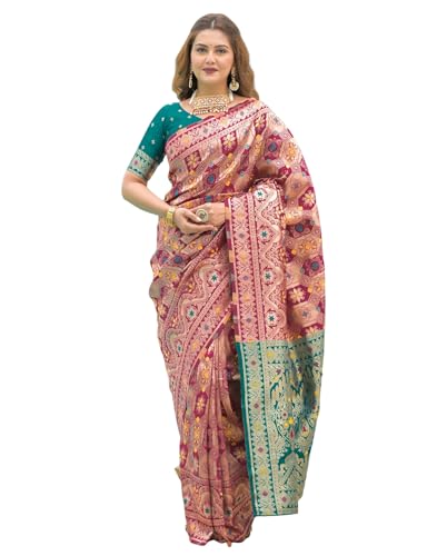 Image of SIRIL Women's Banarasi Weaving Soft Silk Saree With Unstitched Blouse Piece(4791S141 Green)