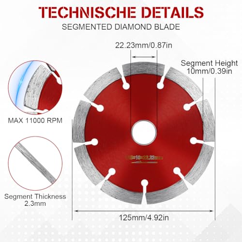 Flintronic 125mm Diamond Cutting Discs for Angle Grinder 2PCS Superior Diamond Mortar Disc 125mm/4.9" - Image 2