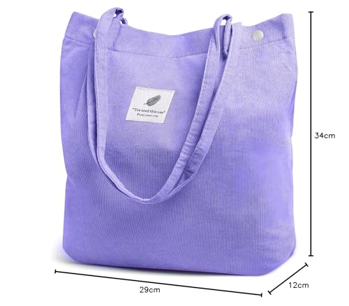 Image of Street27 Korean Canvas Corduroy Tote Bag Casual Work Shoulder Handbags | Multi-Purpose Bag |Sturdy Canvas Bag with Large Capacity | Shopping Bag for Office, College & Daily Use