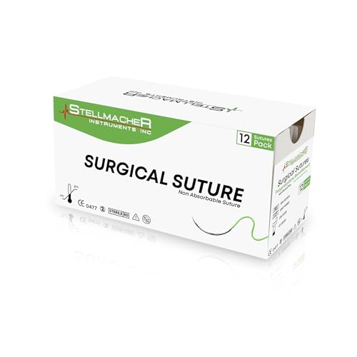 StellMacher 2-0 Sutures Thread with Needle | 12 Pcs Surgical Practice Suture Kit for Medical &amp; Nursing Students | Training Sterile Stitching Pad First Aid Emergency Travel, Vet Demo Use Polypropylene