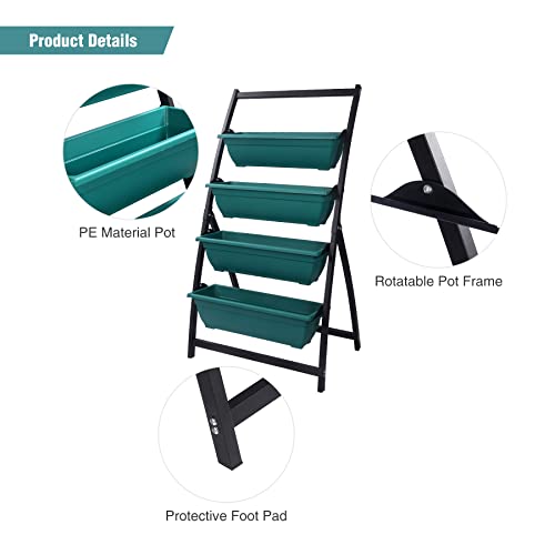 Playinyard 4 Tier Metal Vertical Garden Planter, 4Ft Elevated Vertical Garden Bed For Indoor Outdoor Patio With Container Boxes For Herb, Vegetables, Plants And Flower #TOP2
