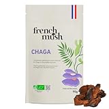 French Mush Doypack Polvere di Chaga Fungo Bio - 90g Vegano - Superalimento Antiossidante, Tonico - Ricco di Vitamine B, D e K - Da Mescolare alle Bevande - Chaga Testato in Laboratorio (90 g)