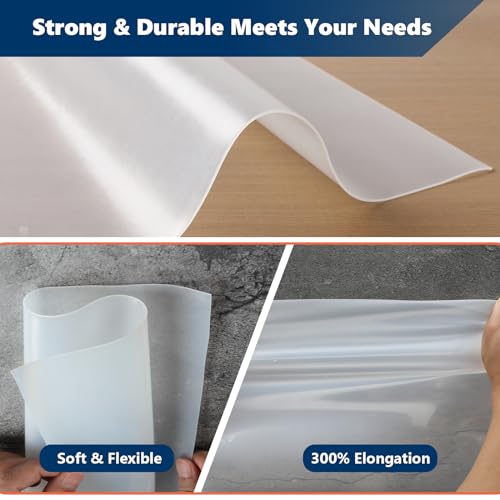 Image of WochiTV Translucent Silicone Rubber Sheet, 12 inch Wide x 3 /8 inch Thick x 12 inch Long Heat Resistant Rubber Mat for DIY Gaskets Material, Pads, Sealing, Cushion, Microwave Oven Protection