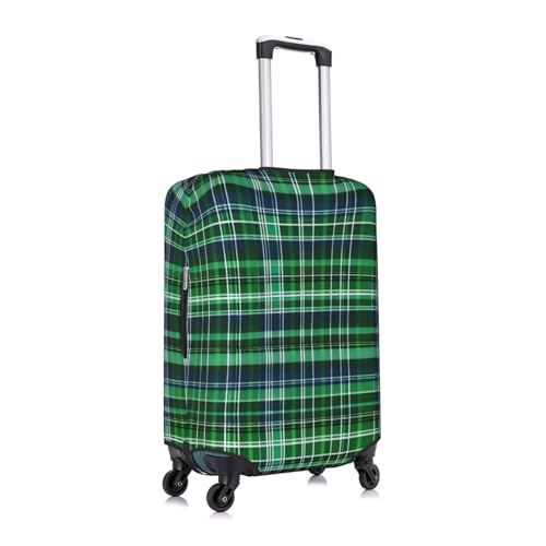 Blue And Green Scottish Tartan Print Luggage Cover For Suitcases, Travel Case Protector, Simple & Convenient Installation3