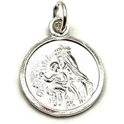 Colgante Virgen Del Carmen MASBARATA ESCAPULARIO VIRGEN DEL CARMEN Y SAGRADO CORAZON EN PLATA DE LEY
